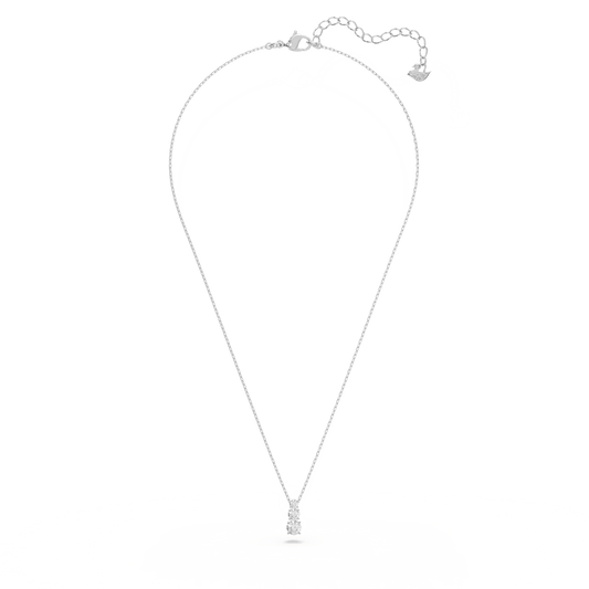 Stilla Attract pendant, Round cut, White, Rhodium plated