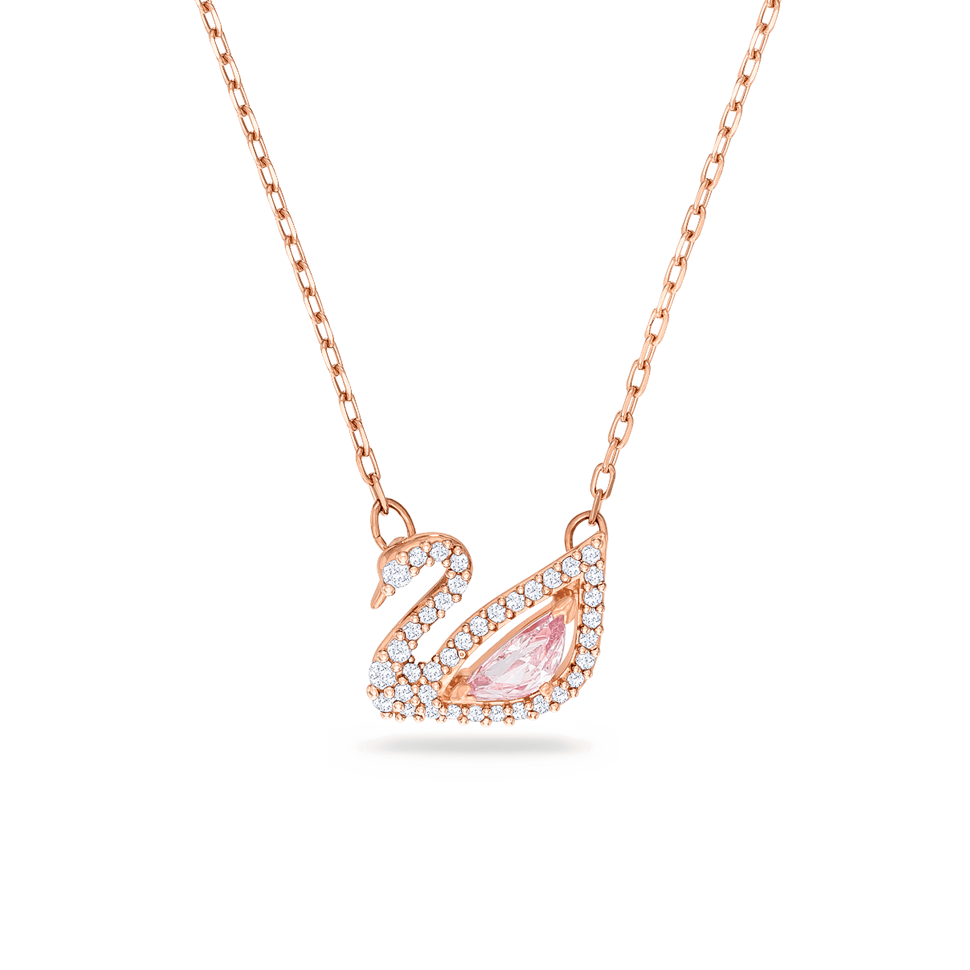 Swan necklace, Swan, Pink, 18K rose gold finish
