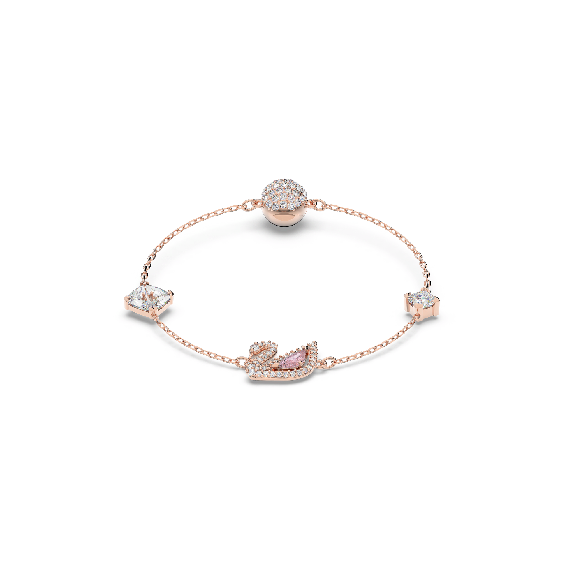 Swan bracelet, Swan, Pink, 18K rose gold finish