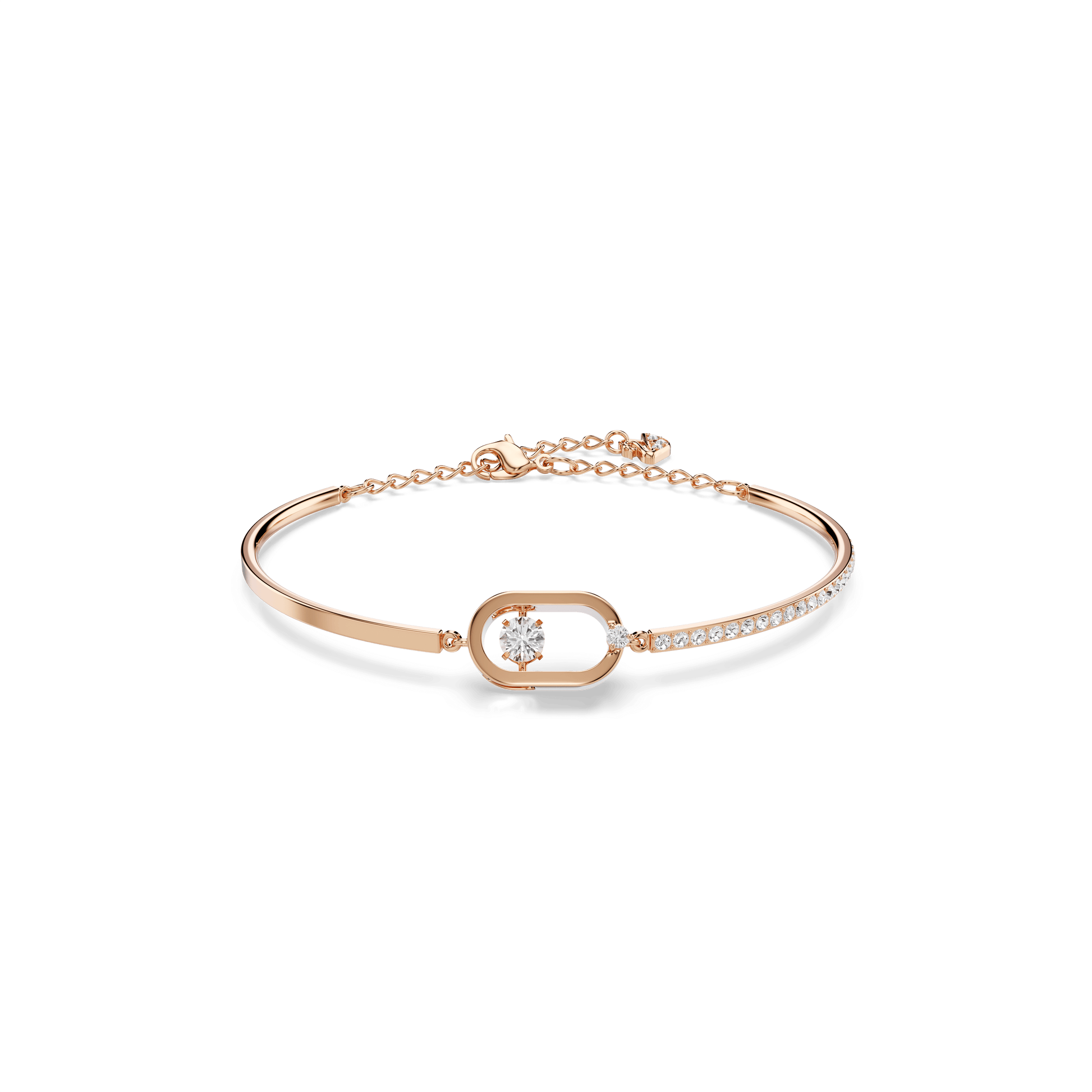Una bracelet, Round cut, Oval shape, White, 18K rose gold finish