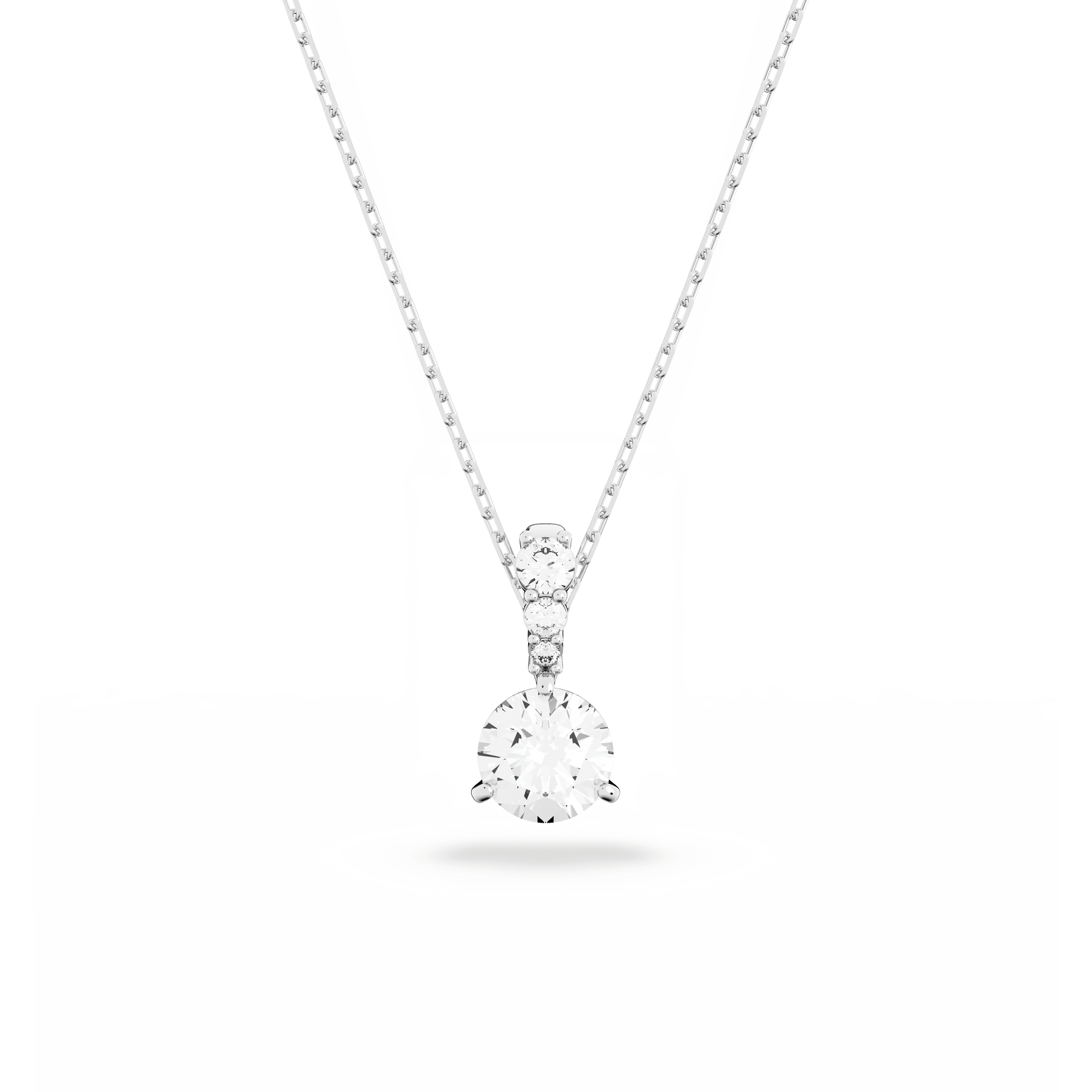 Stilla pendant, Round cut, White, Rhodium plated