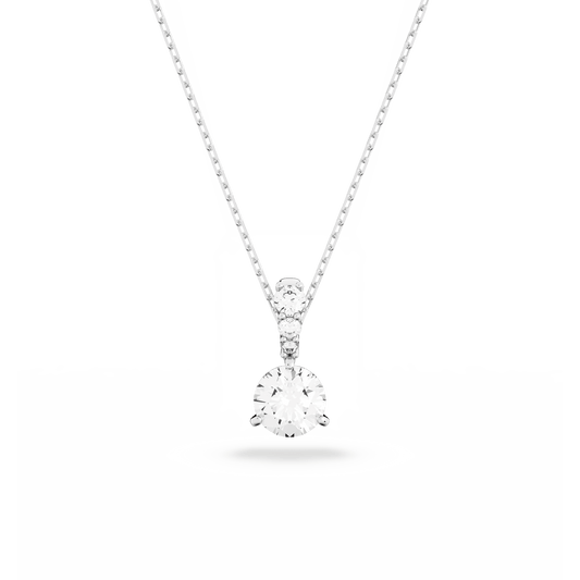 Stilla pendant, Round cut, White, Rhodium plated