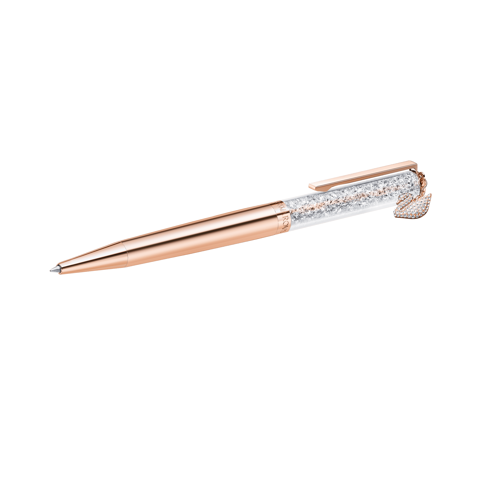Crystalline ballpoint pen, Swan, Rose gold tone, Rose gold-tone plated