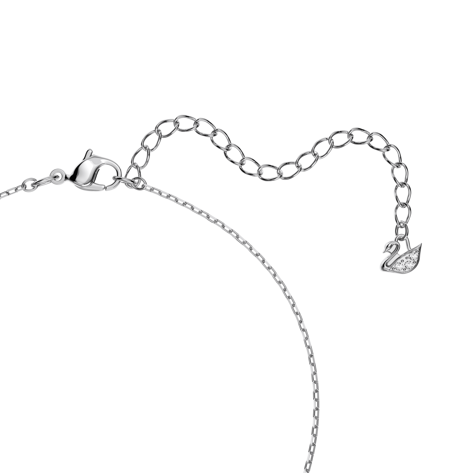 Una necklace, Round cut, White, Rhodium plated