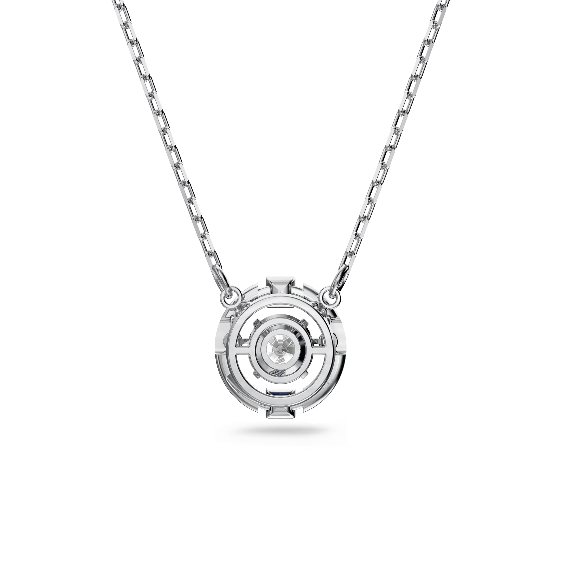 Una necklace, Round cut, White, Rhodium plated