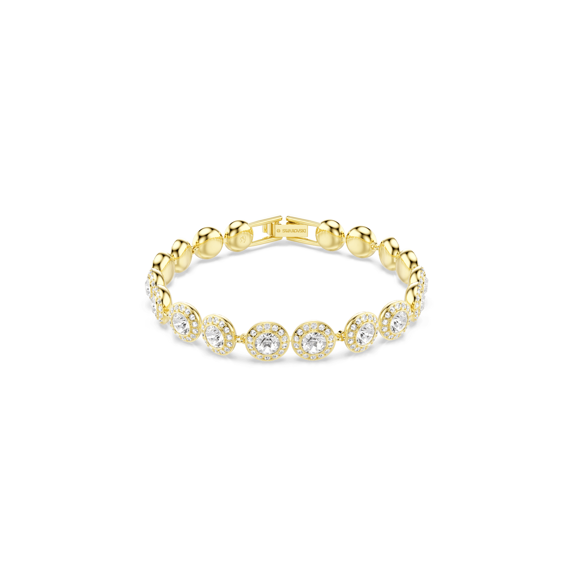 Una Angelic bracelet, Round cut, Pavé, Medium, White, 18K gold finish