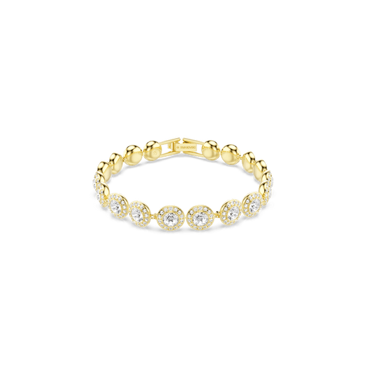 Una Angelic bracelet, Round cut, Pavé, Medium, White, 18K gold finish