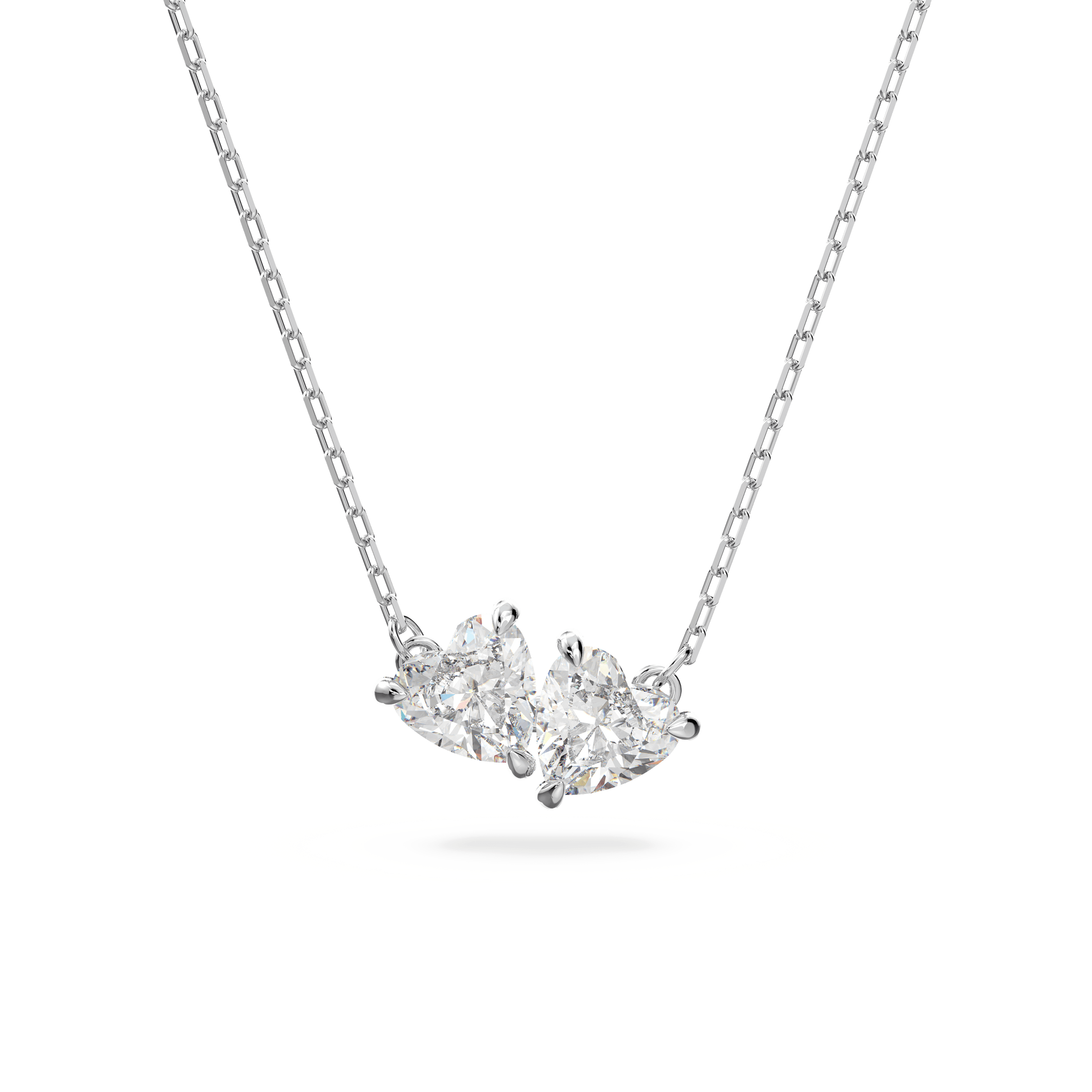 Mesmera necklace, Heart, White, Rhodium plated