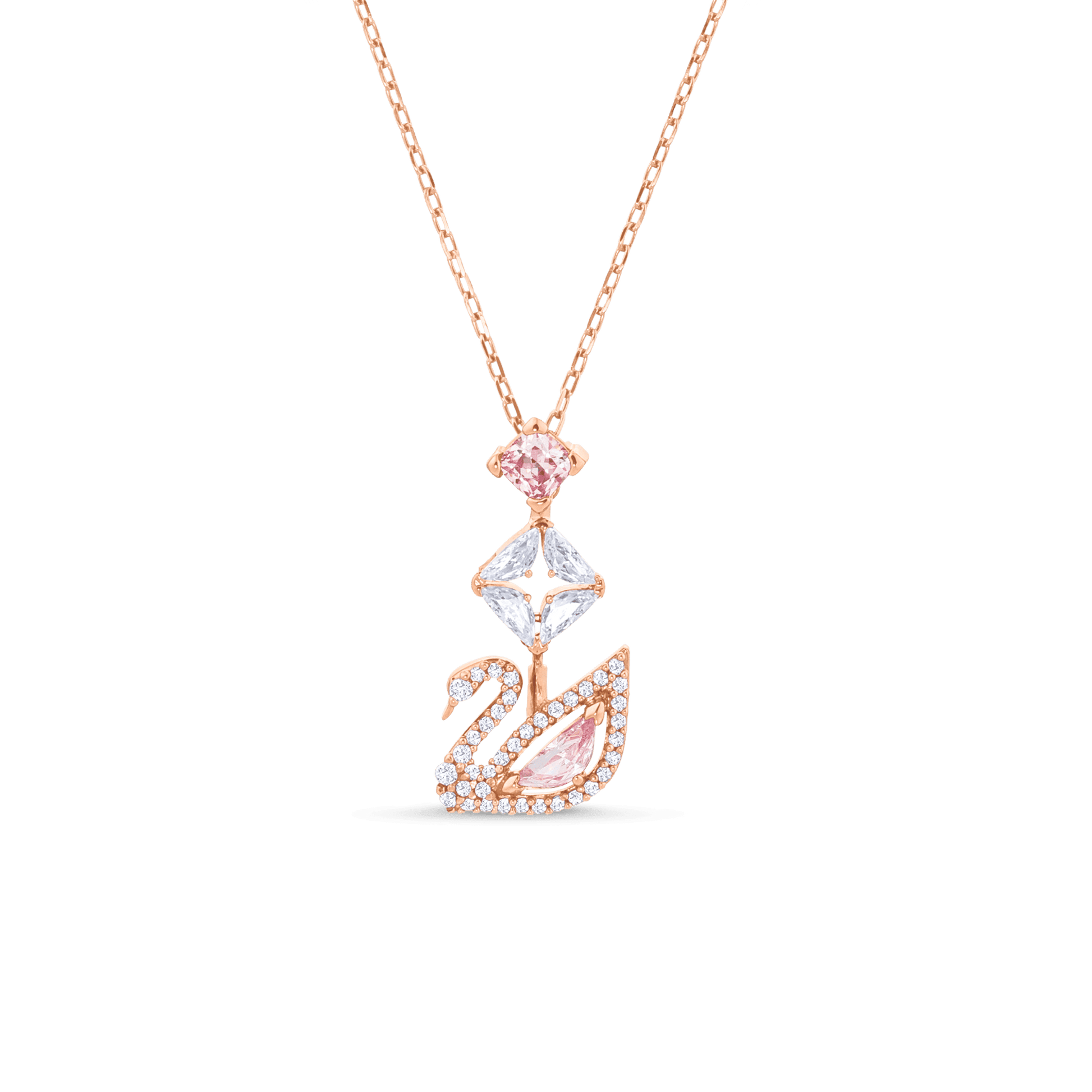Swan necklace, Swan, Pink, 18K rose gold finish