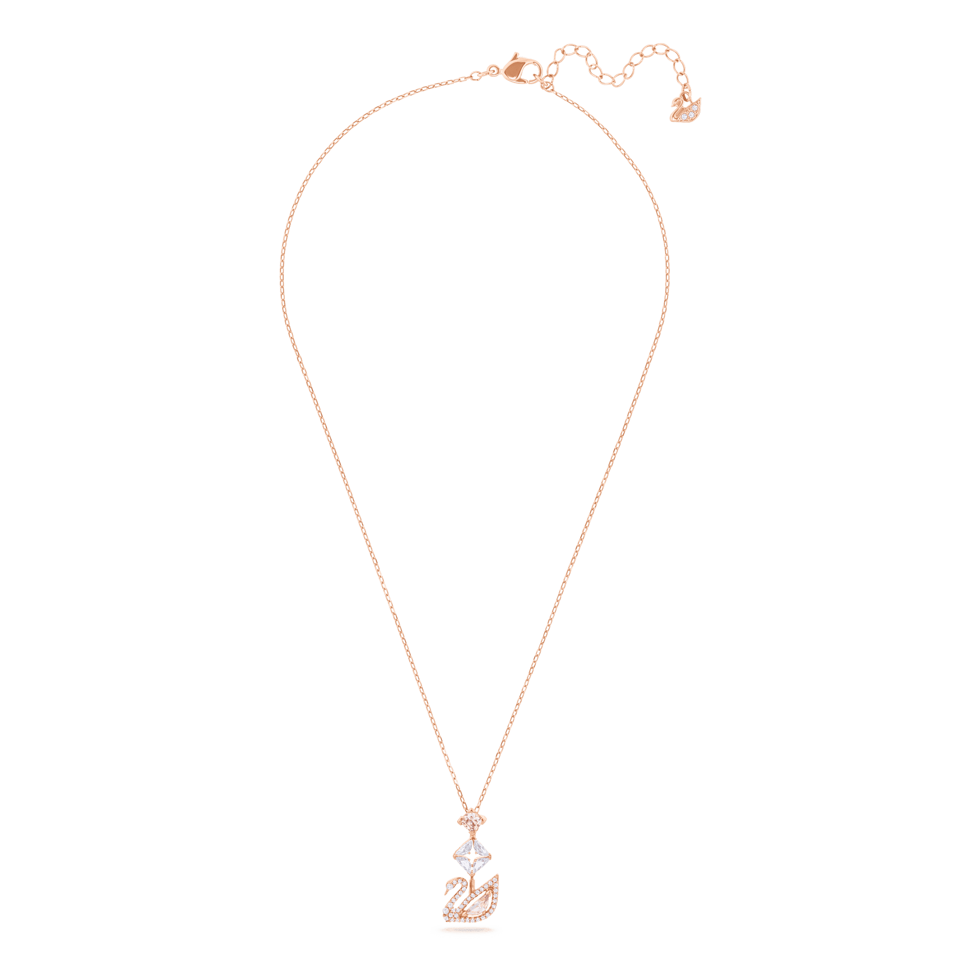Swan necklace, Swan, Pink, 18K rose gold finish