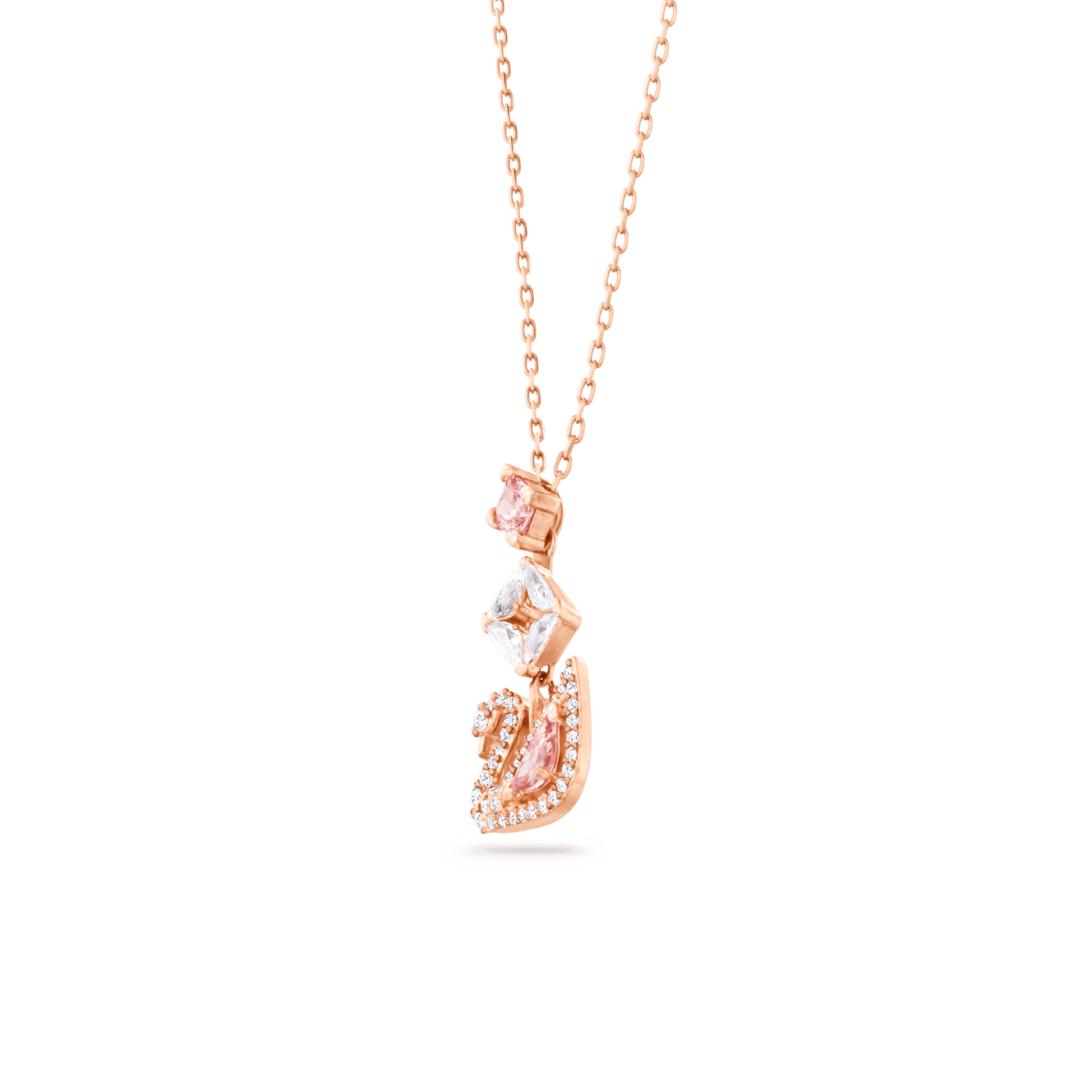 Swan necklace, Swan, Pink, 18K rose gold finish