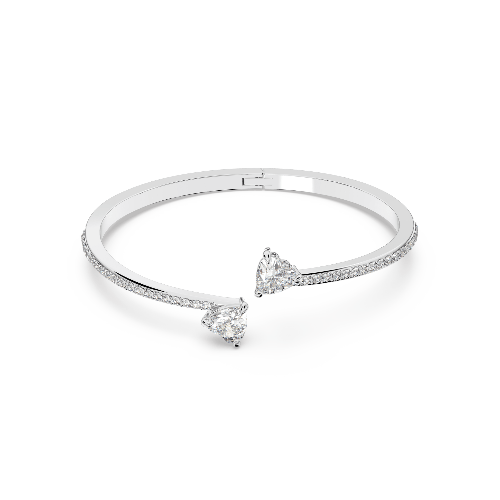 Mesmera bangle, Heart, White, Rhodium plated