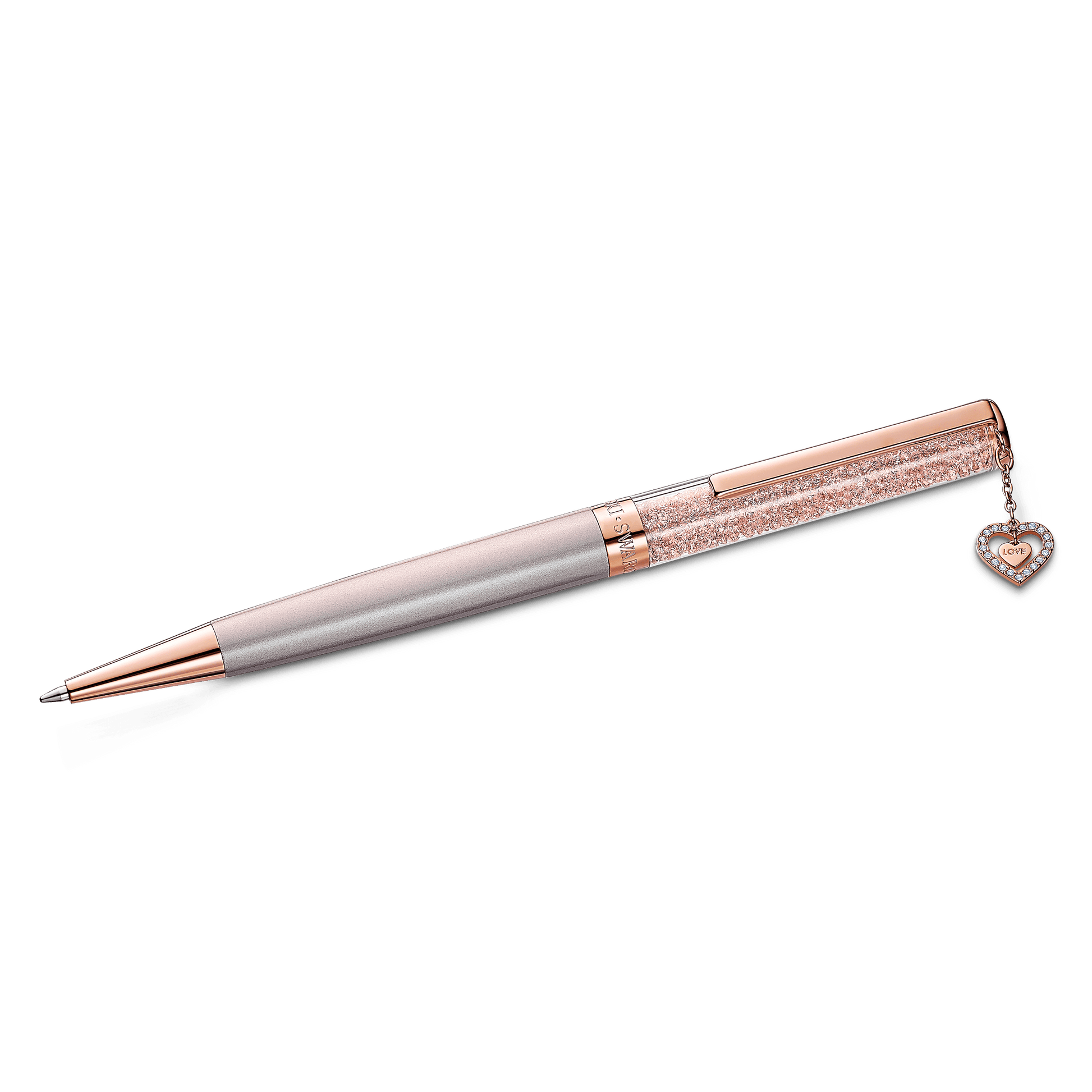 Crystalline ballpoint pen, Heart, Rose gold tone, Pink lacquered, Rose gold-tone plated