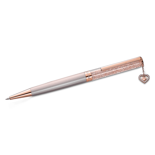 Crystalline ballpoint pen, Heart, Rose gold tone, Pink lacquered, Rose gold-tone plated