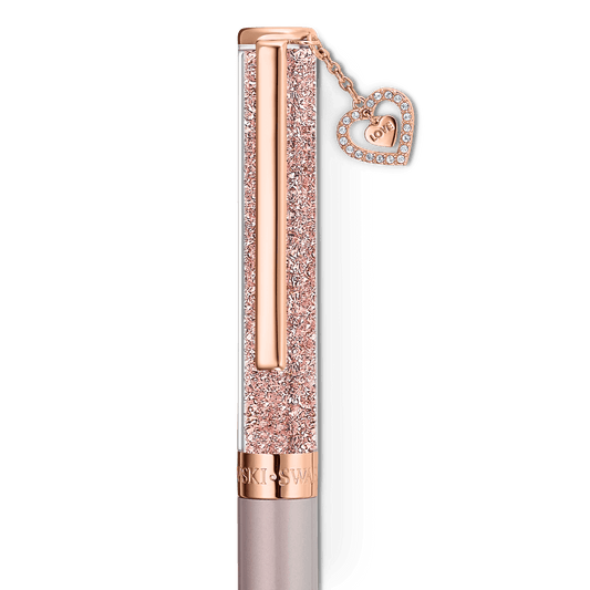 Crystalline ballpoint pen, Heart, Rose gold tone, Pink lacquered, Rose gold-tone plated