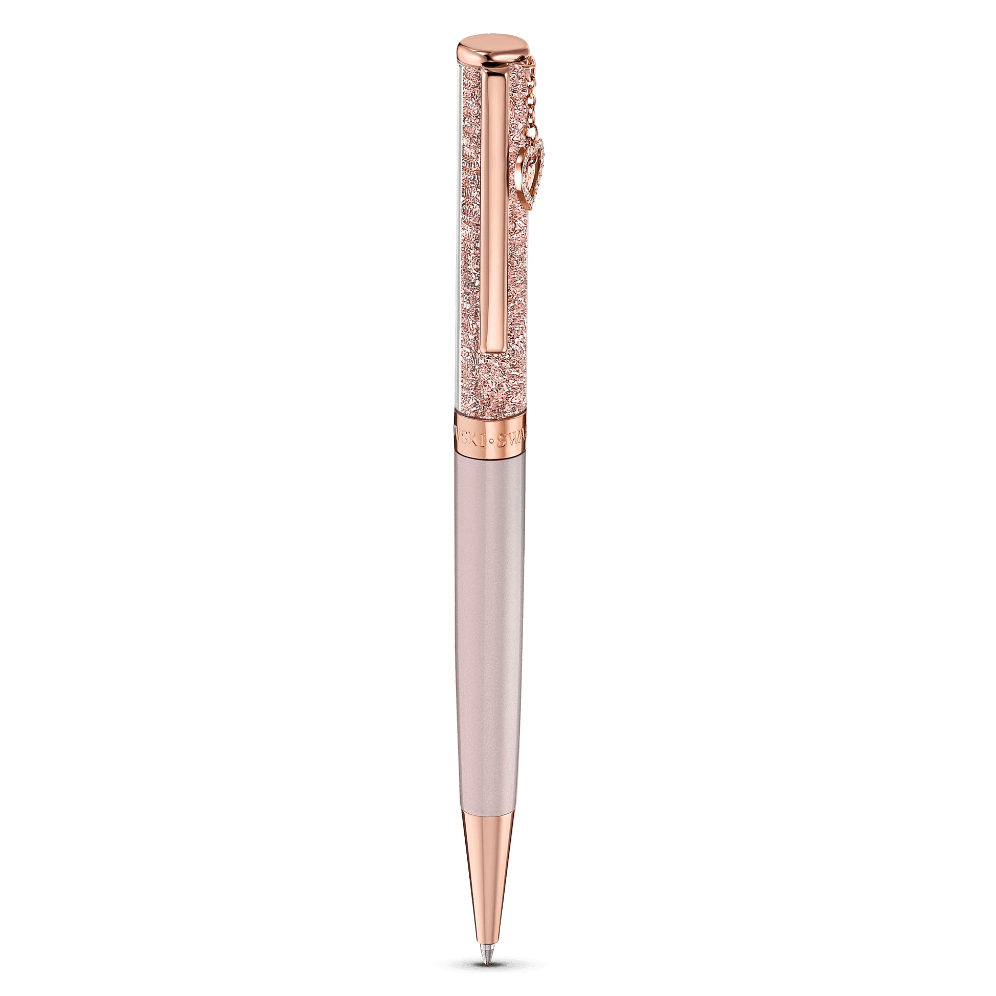 Crystalline ballpoint pen, Heart, Rose gold tone, Pink lacquered, Rose gold-tone plated