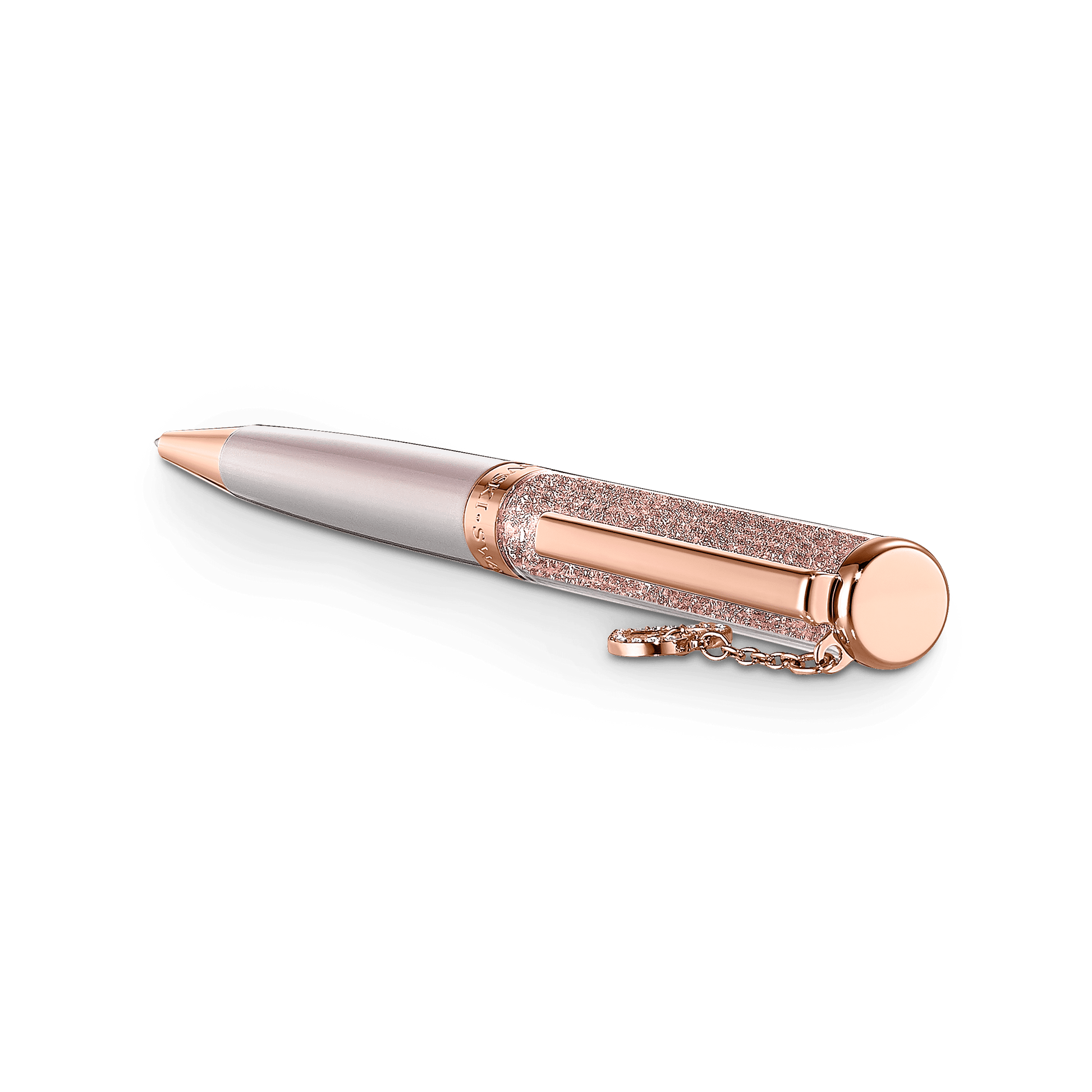 Crystalline ballpoint pen, Heart, Rose gold tone, Pink lacquered, Rose gold-tone plated