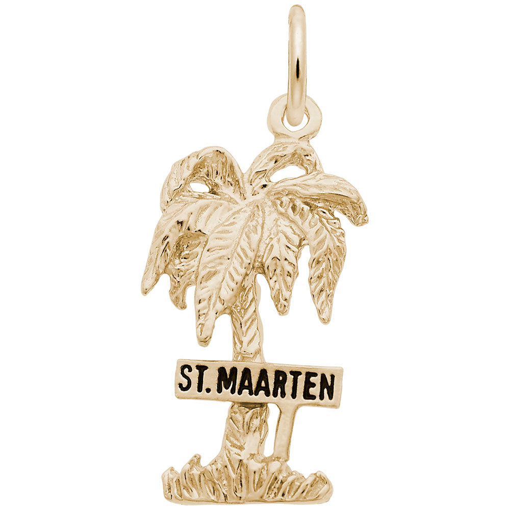 St. Maarten Palm Tree Charm - Tropical Island Travel Jewelry 5534