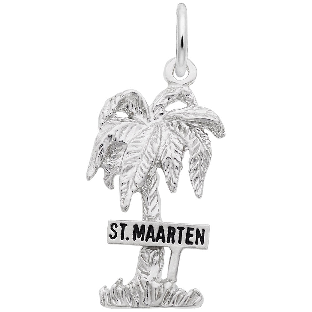 St. Maarten Palm Tree Charm - Tropical Island Travel Jewelry 5534
