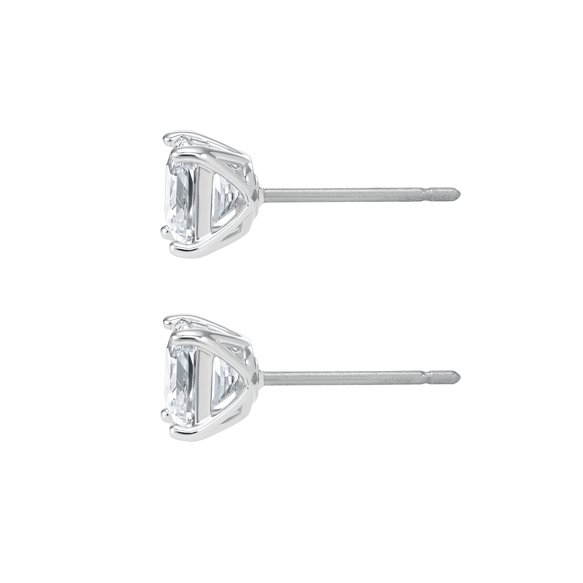 Stilla Attract stud earrings, Square cut, White, Rhodium plated