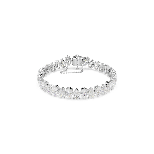 Matrix Tennis bracelet, Pear cut, White, Rhodium plated