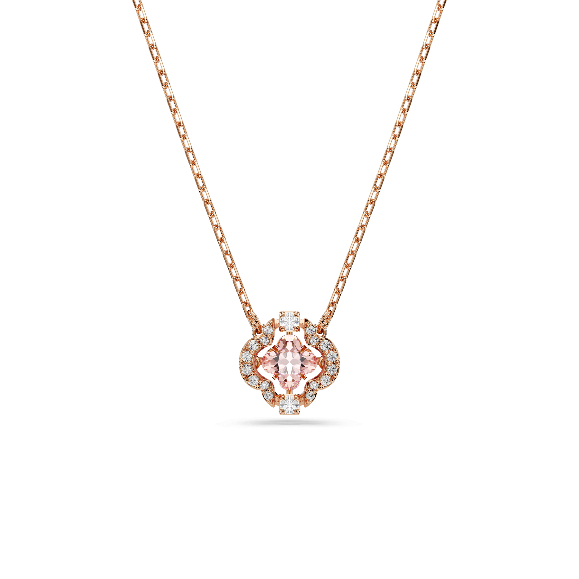 Una necklace, Clover, Pink, 18K rose gold finish