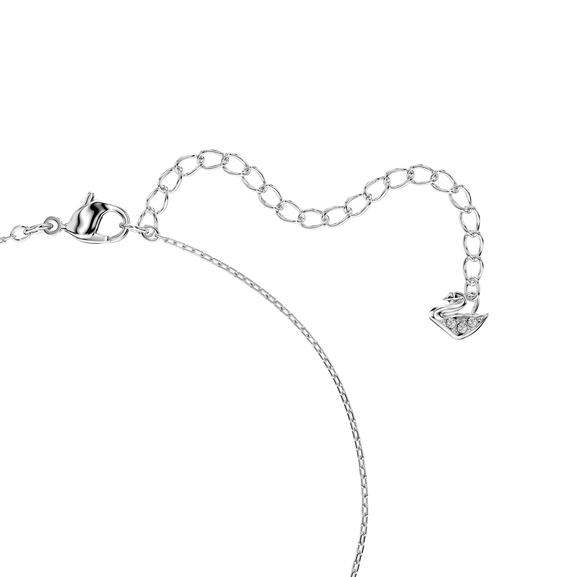 Una necklace, Round cut, Blue, Rhodium plated