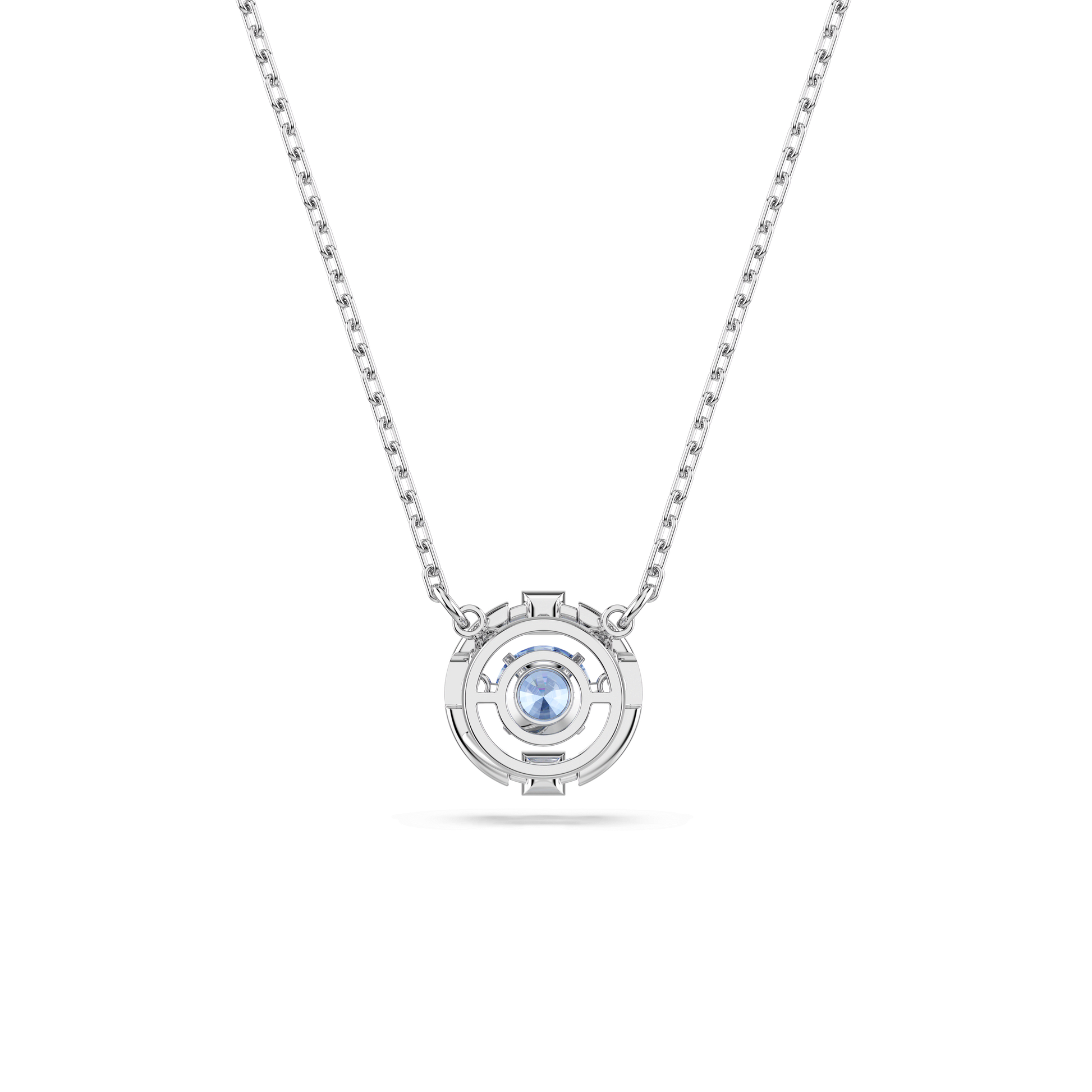Una necklace, Round cut, Blue, Rhodium plated
