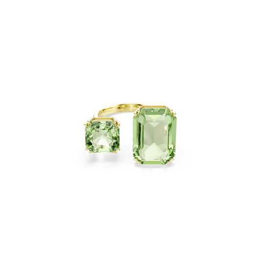 Millenia open ring, Octagon cut, Green, 18K gold finish