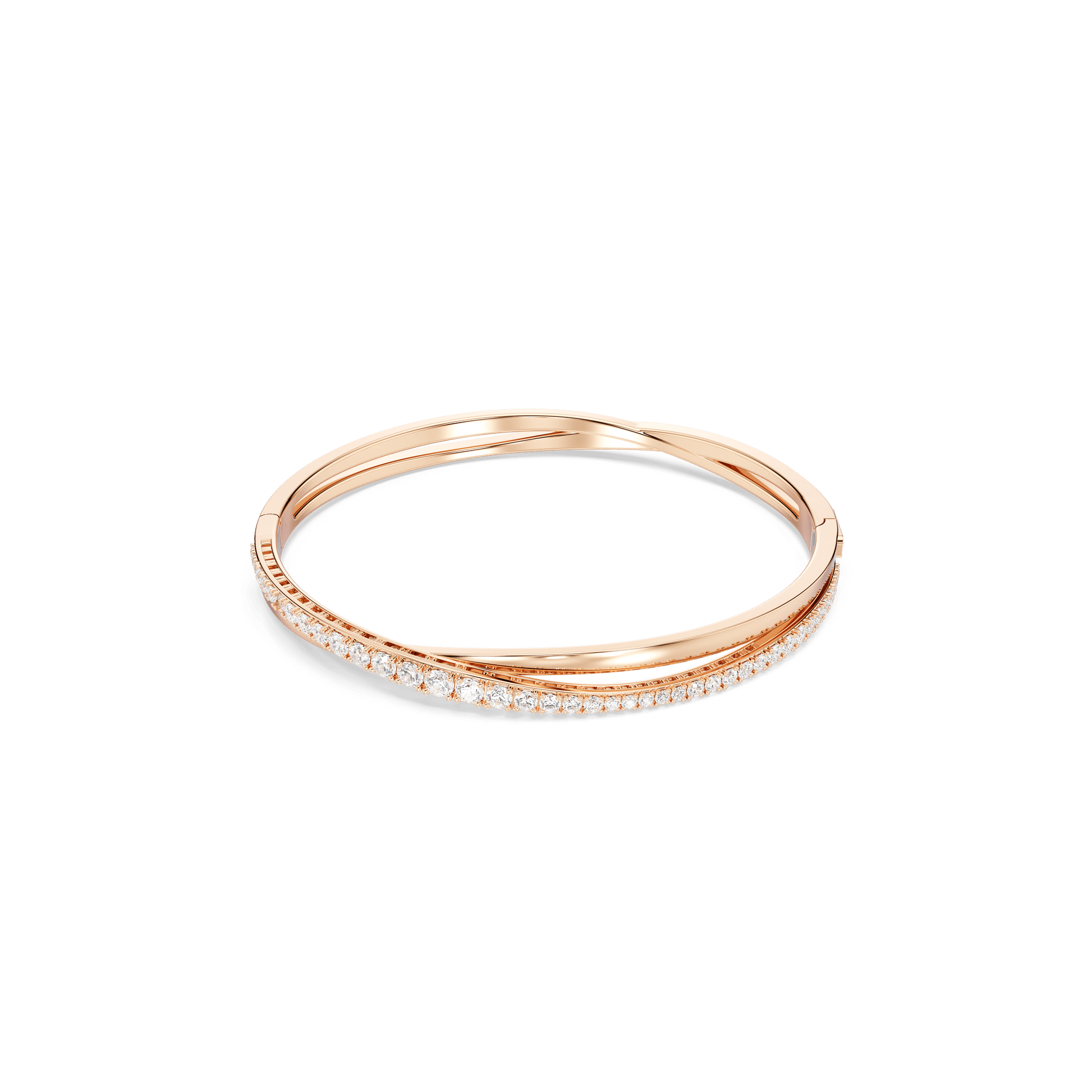 Hyperbola bangle, White, 18K rose gold finish