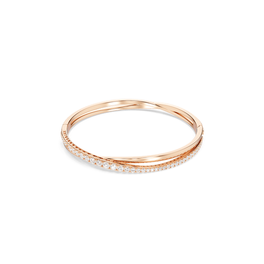 Hyperbola bangle, White, 18K rose gold finish