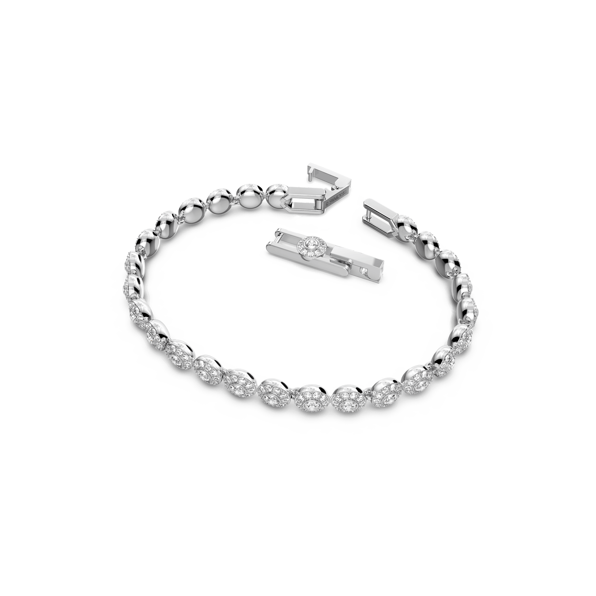 Una Angelic bracelet, Round cut, Small, White, Rhodium plated