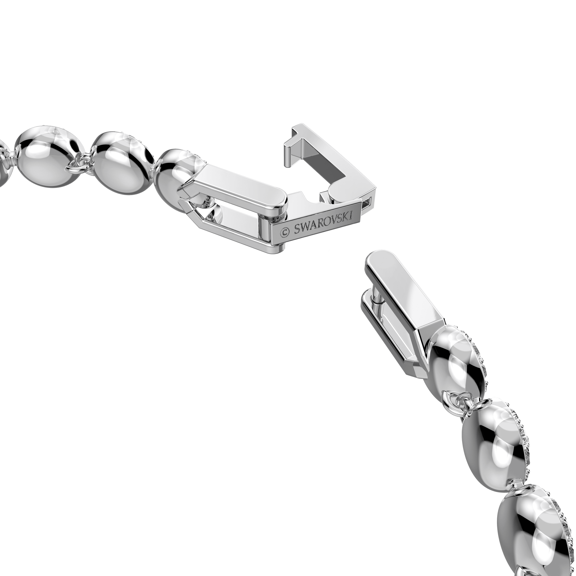 Una Angelic bracelet, Round cut, Small, White, Rhodium plated