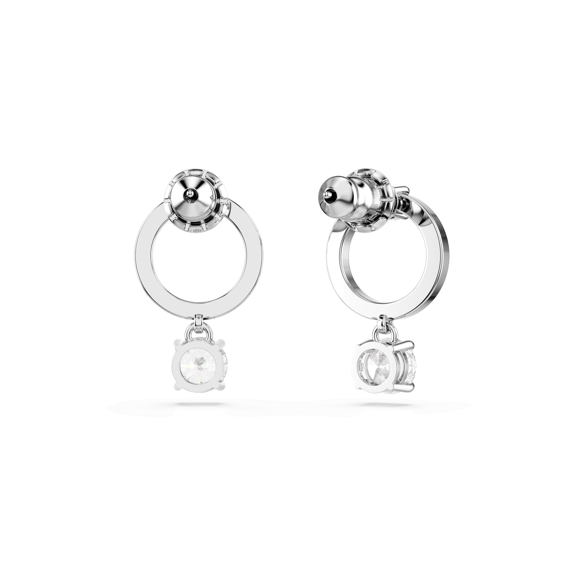 Constella hoop earrings, Round cut, White, Rhodium plated
