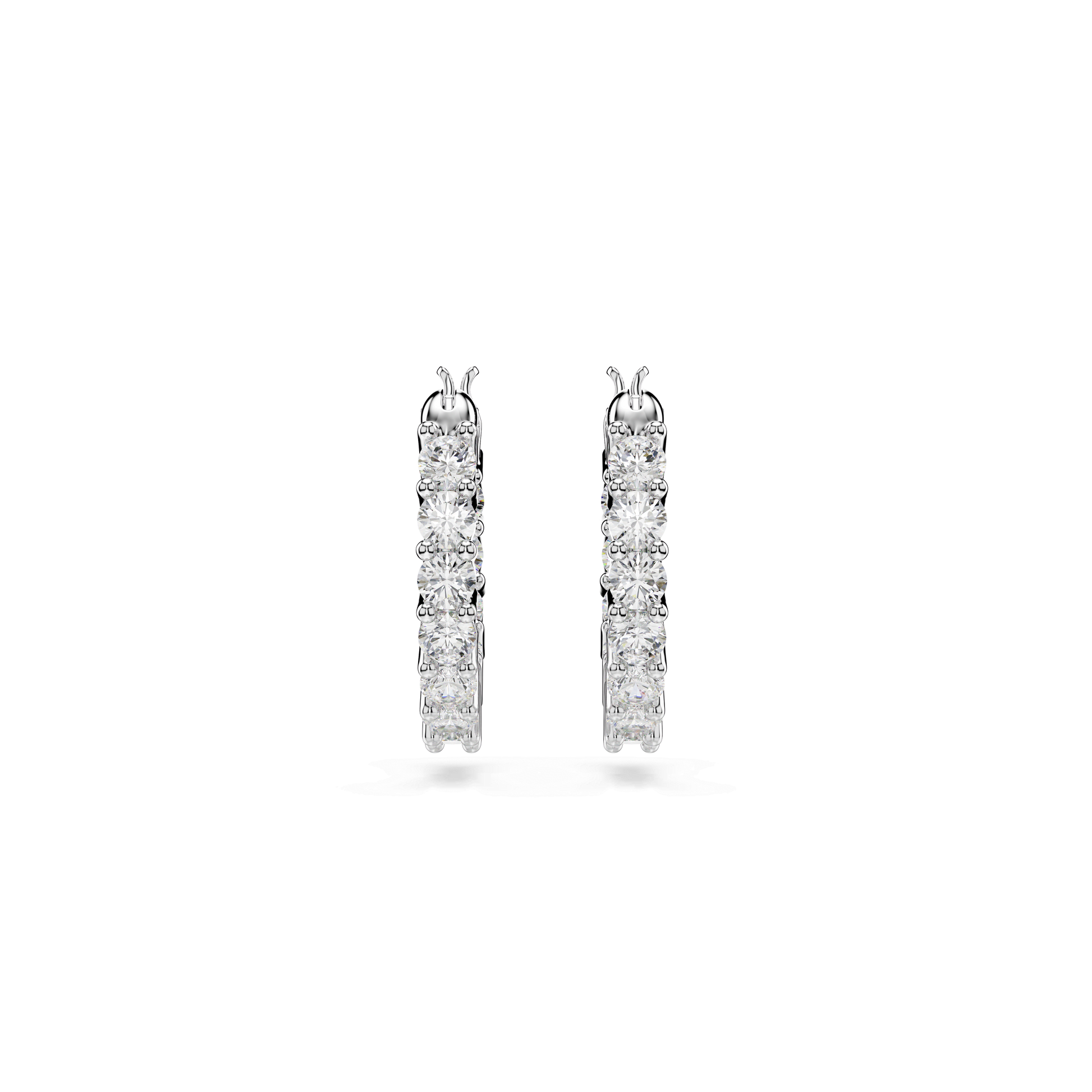 Matrix Vittore hoop earrings, Round cut, White, Rhodium plated