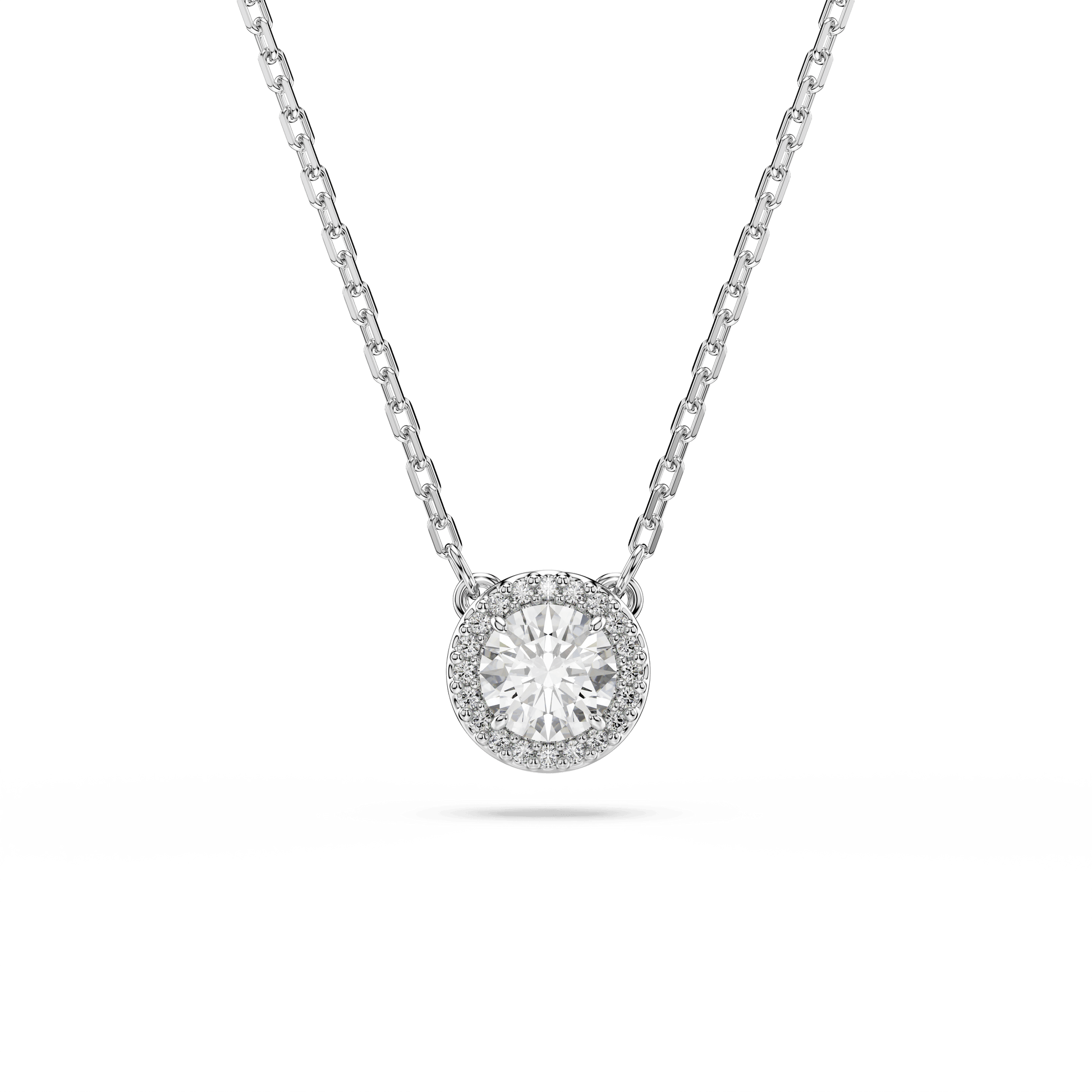 Una Angelic pendant, Round cut, Pavé, White, Rhodium plated