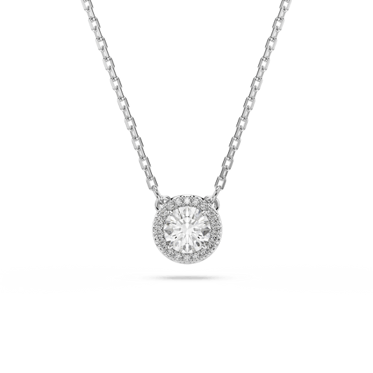 Una Angelic pendant, Round cut, Pavé, White, Rhodium plated