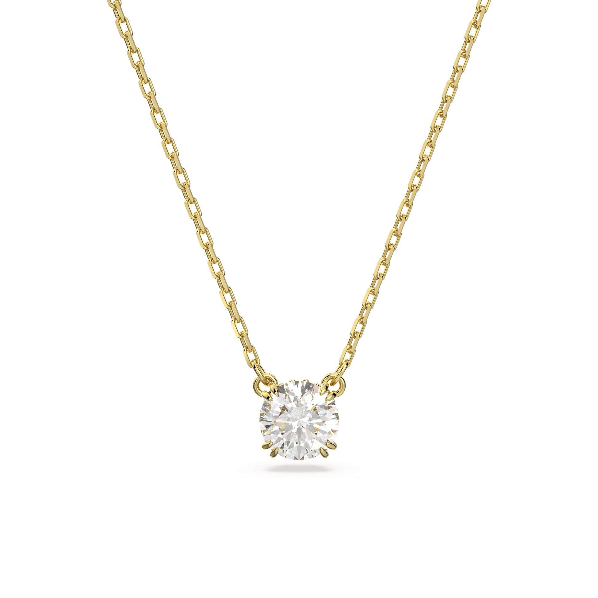 Stilla pendant, Round cut, White, 18K gold finish