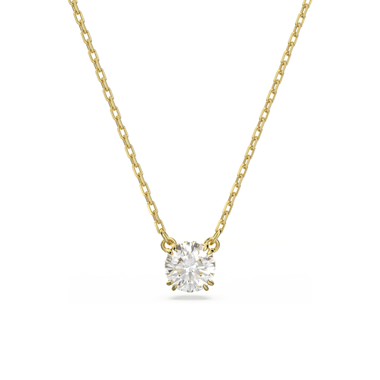 Stilla pendant, Round cut, White, 18K gold finish