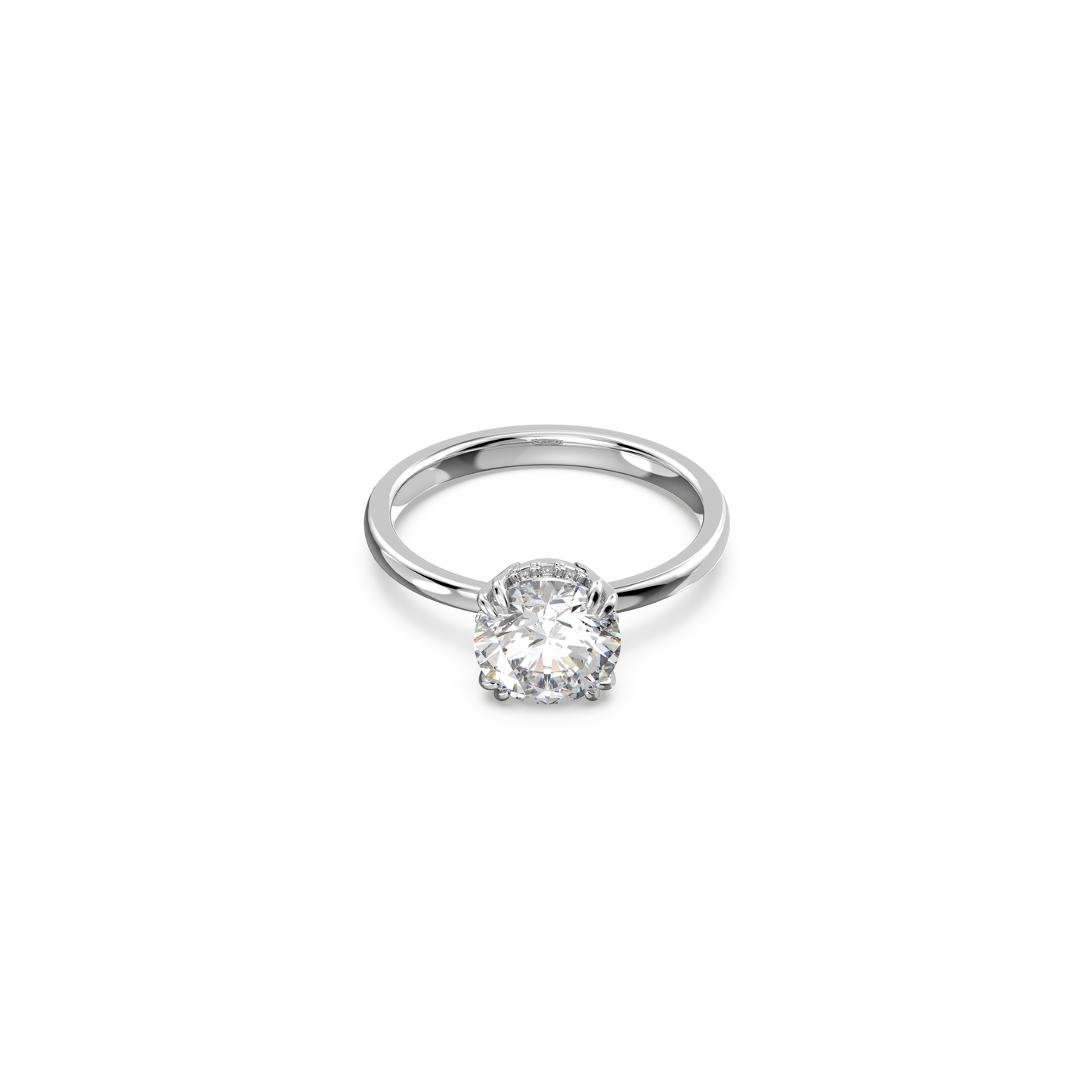 Swarovski Stilla cocktail ring, Round cut, White, Rhodium plated