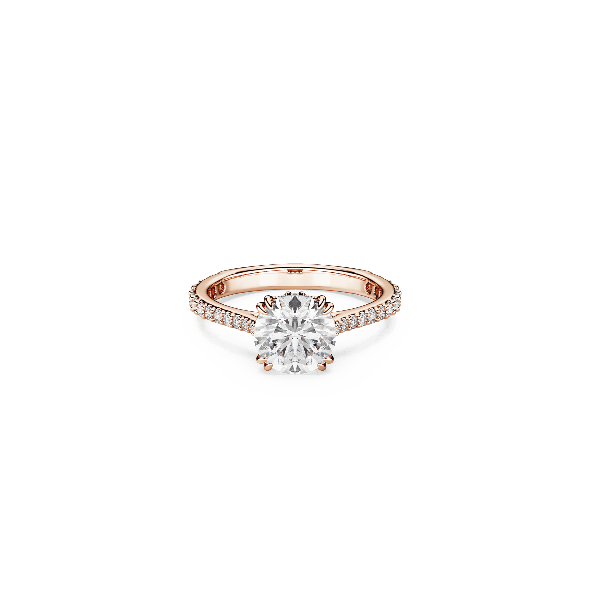 Stilla cocktail ring, Round cut, Pavé, White, 18K rose gold finish