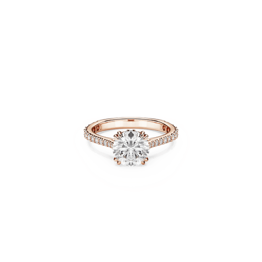Stilla cocktail ring, Round cut, Pavé, White, 18K rose gold finish