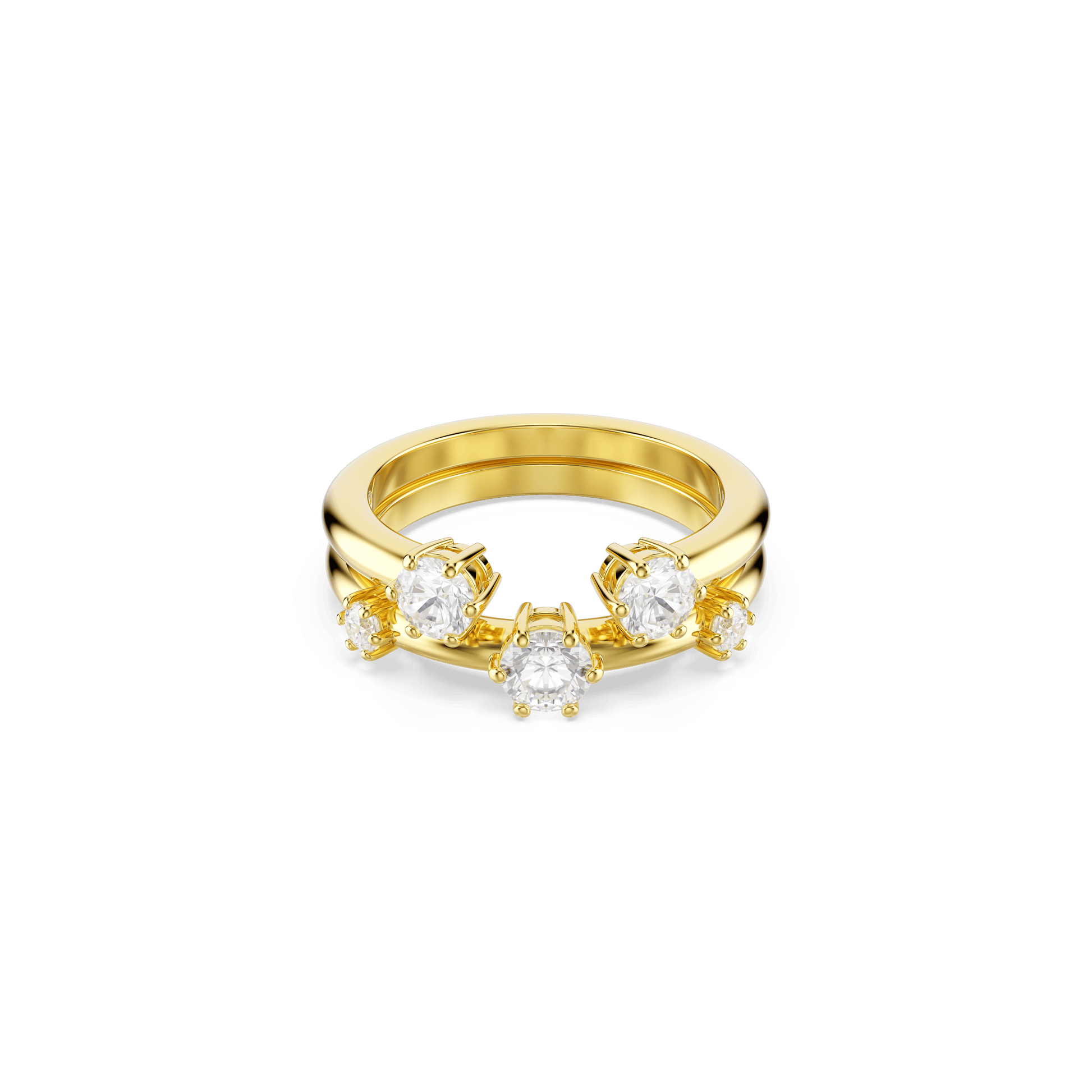 Constella ring, Set (2), Round cut, White, 18K gold finish