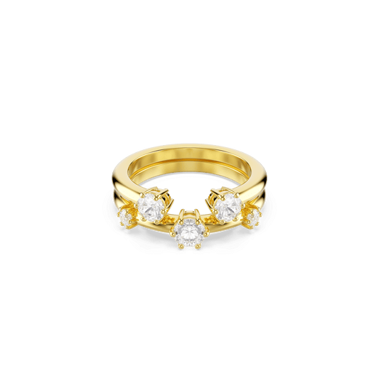 Constella ring, Set (2), Round cut, White, 18K gold finish