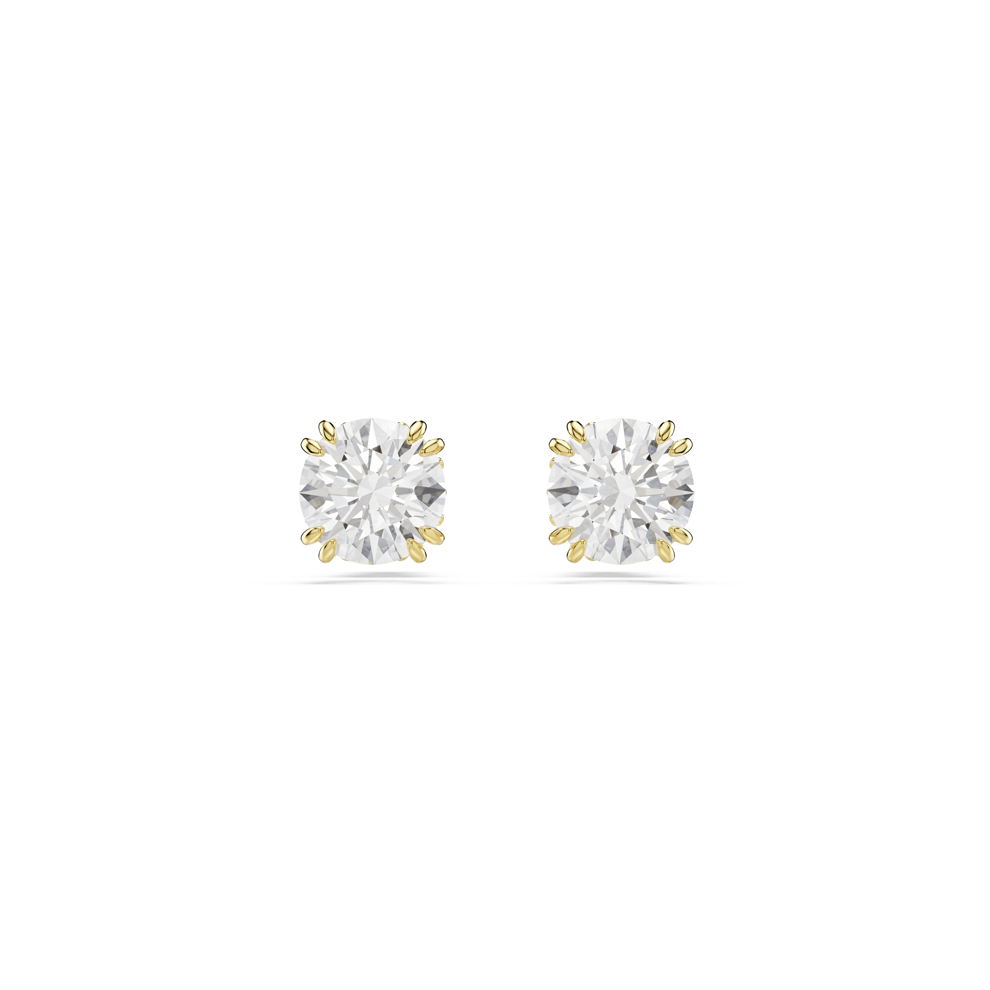 Stilla stud earrings, Round cut, White, 18K gold finish