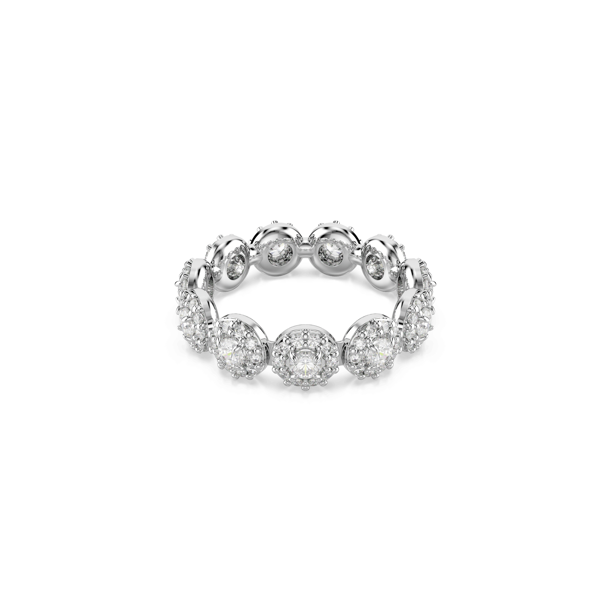 Una Angelic ring, Round cut, White, Rhodium plated