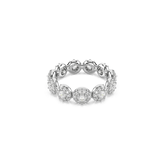 Una Angelic ring, Round cut, White, Rhodium plated