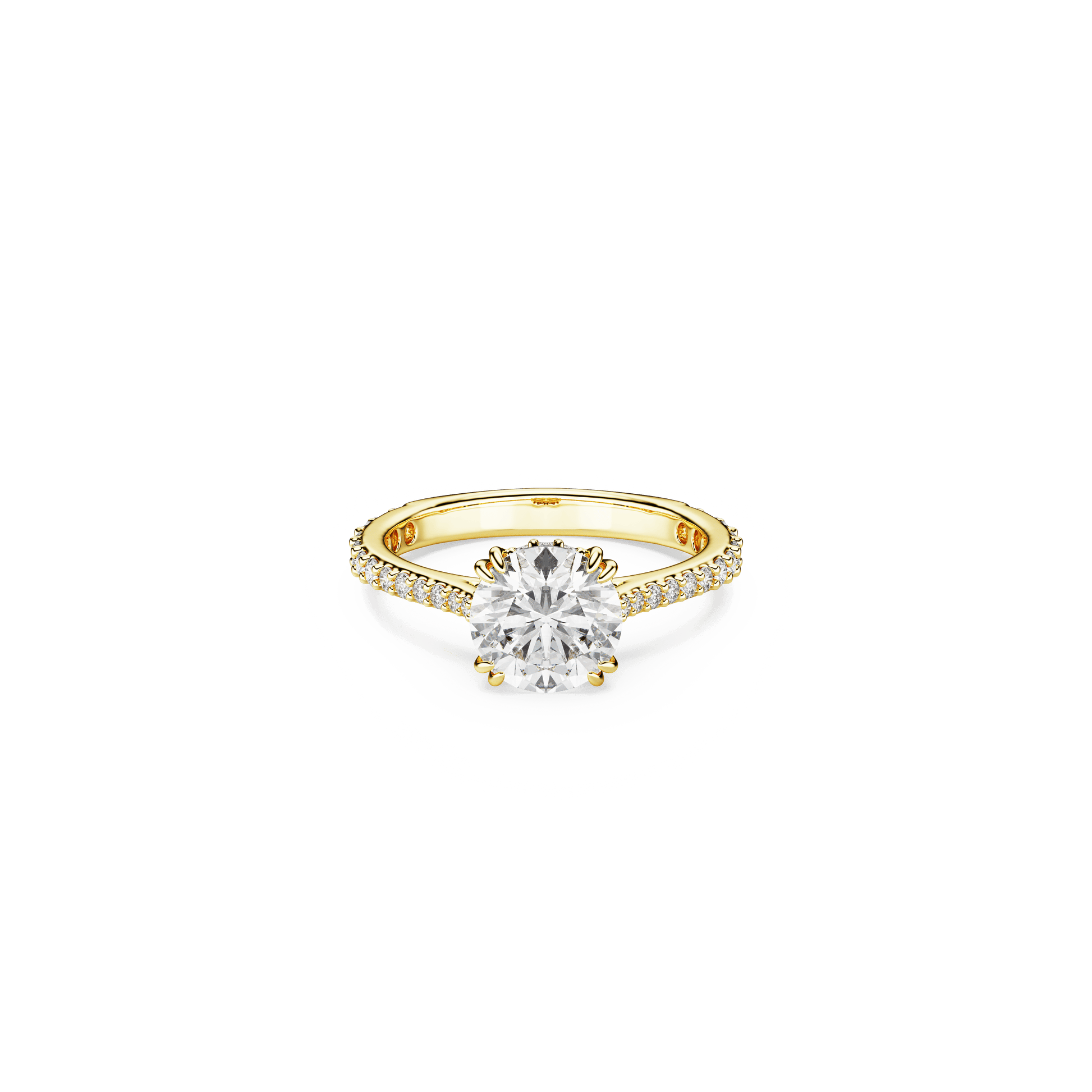 Stilla cocktail ring, Round cut, Pavé, White, 18K gold finish