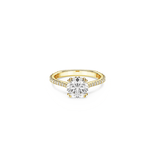 Stilla cocktail ring, Round cut, Pavé, White, 18K gold finish