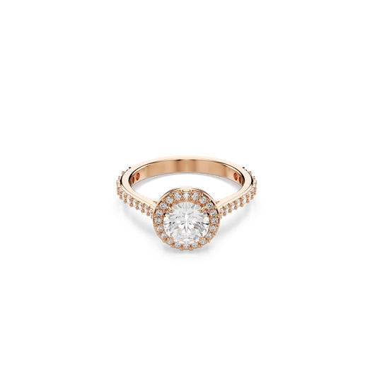 Una Angelic cocktail ring, Round cut, Pavé, White, 18K rose gold finish